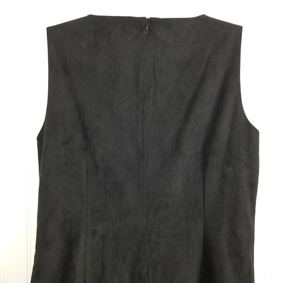 Chicos NWT Pieced Short Dress Sleeveless Color Block Faux Suede Brown Size 0 S/4 - Picture 12 of 14